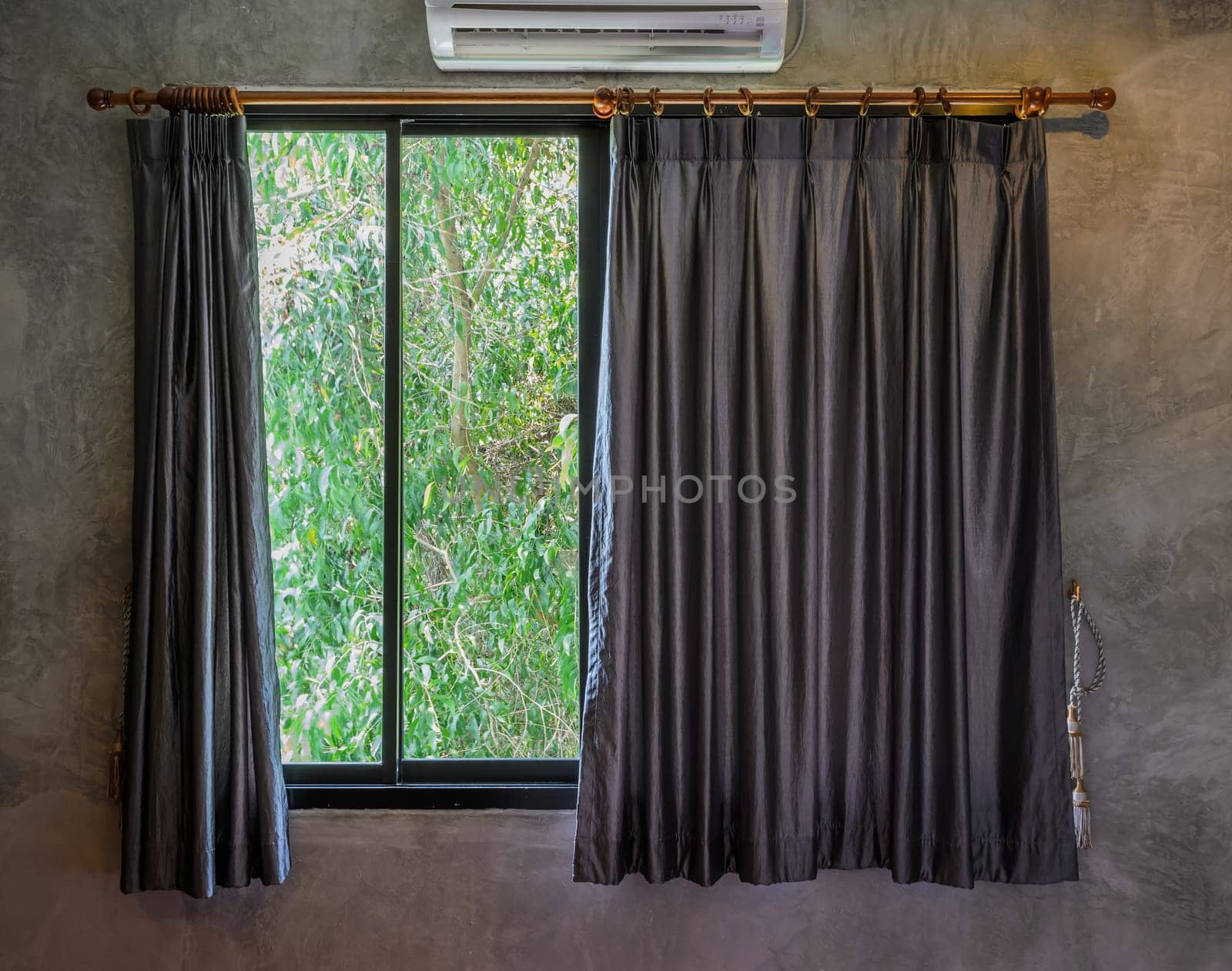 Window with curtain