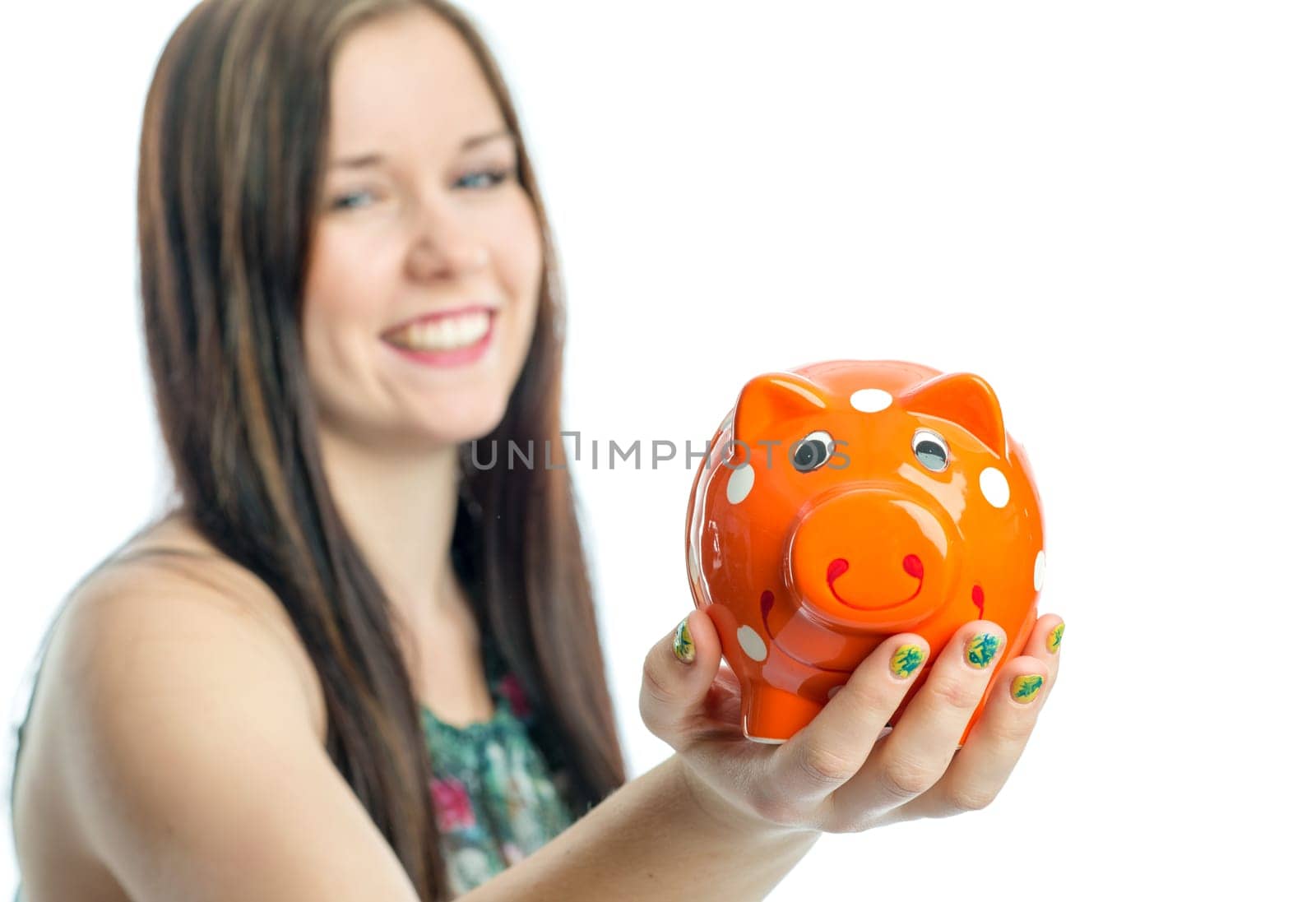 Girl with piggy bank