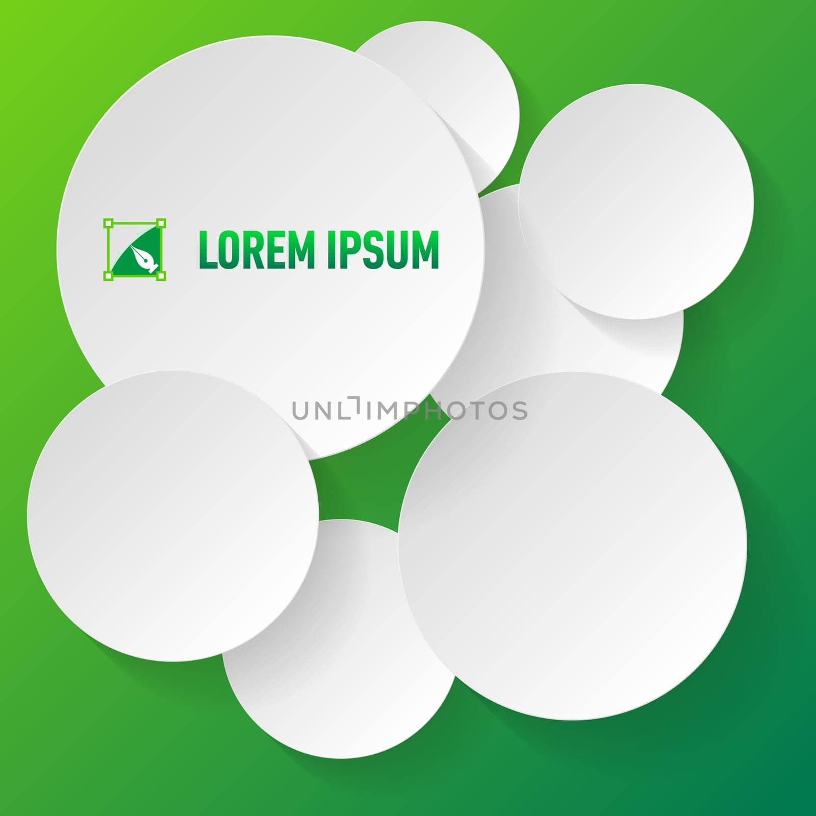 Green background with paper circles for your text