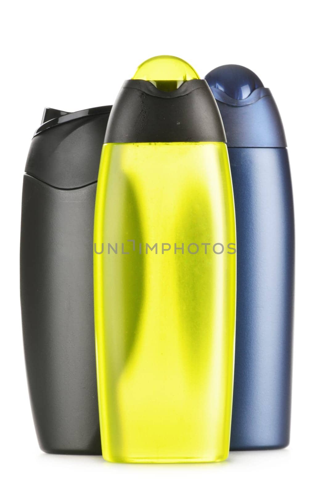 Composition with plastic bottles of body care and beauty products