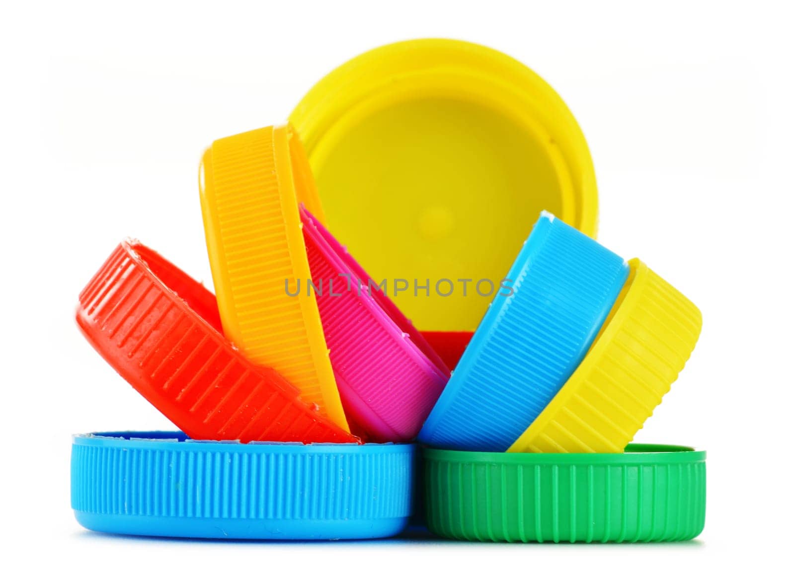 Plastic bottle caps isolated on white