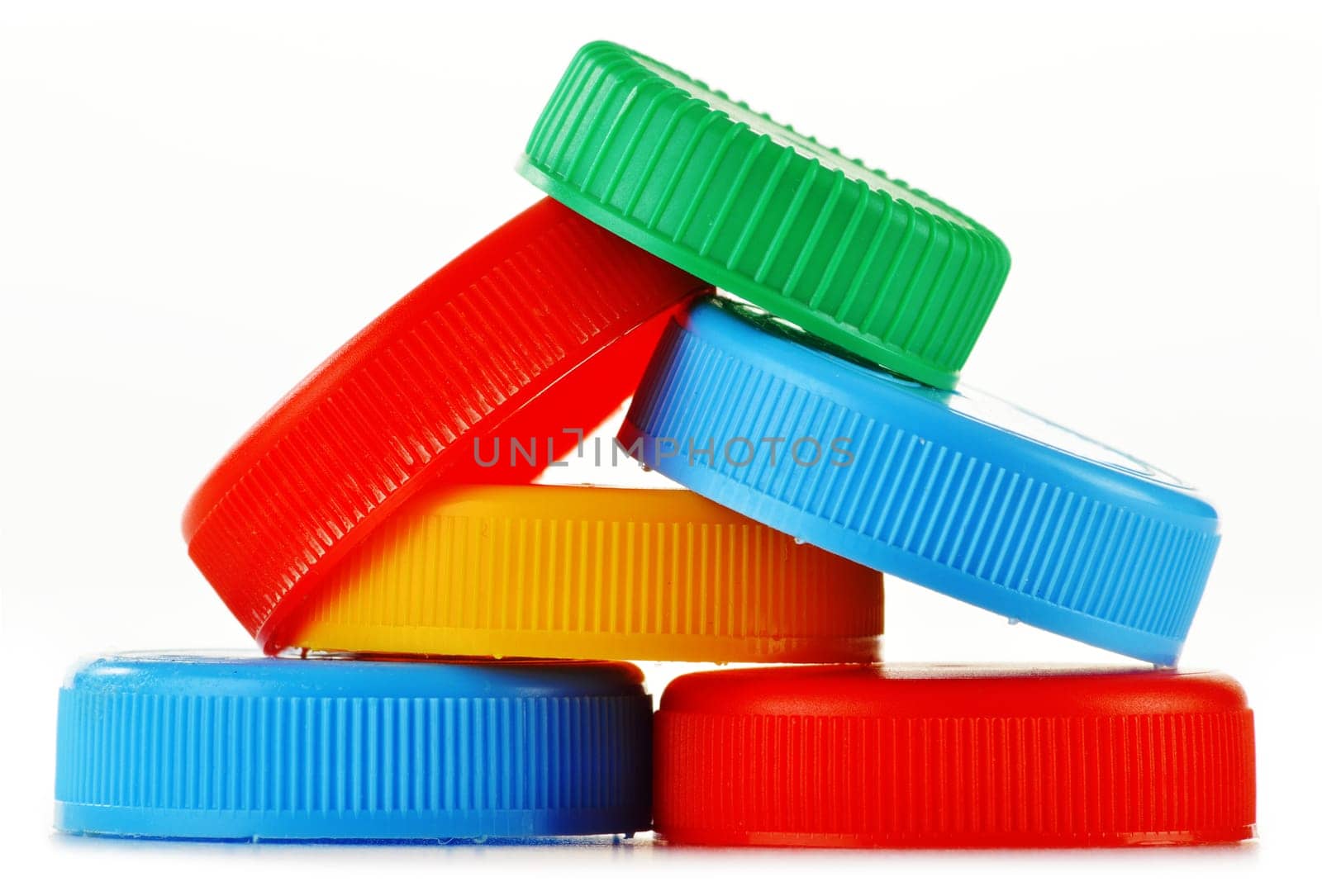 Plastic bottle caps isolated on white