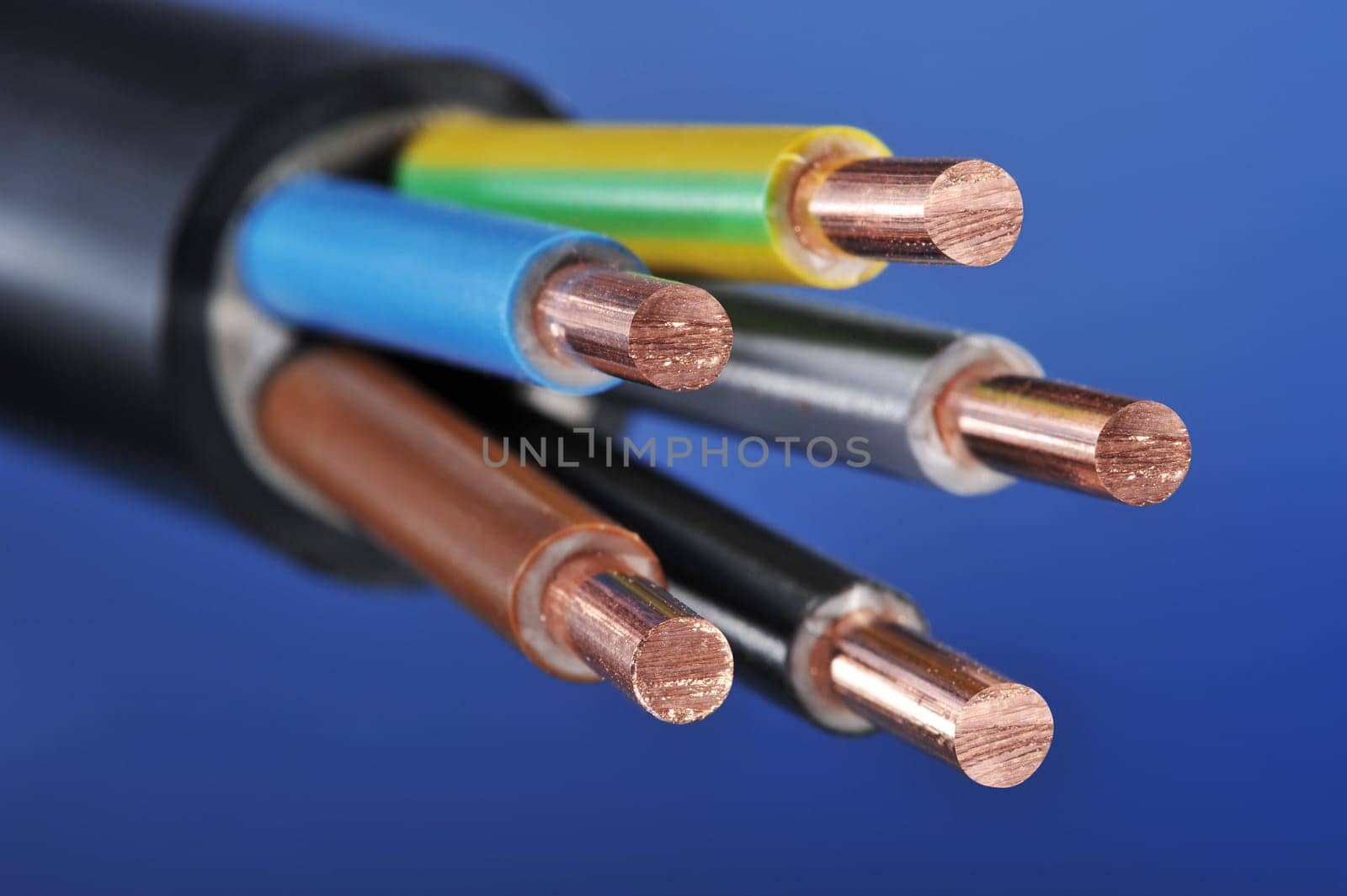 Macro detail of a stripped power cable