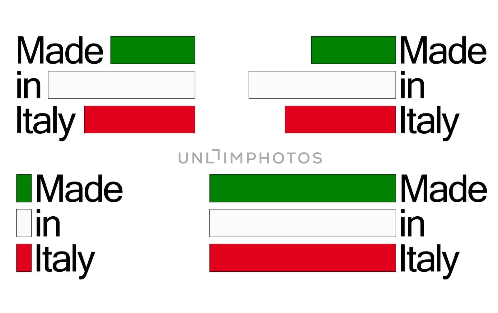 collection of seals of quality MADE IN ITALY