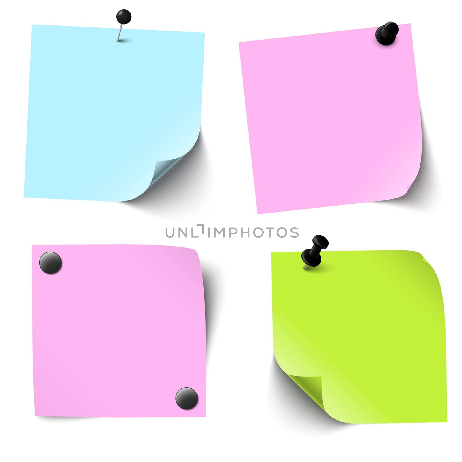 collection of sticky papers with pin needle