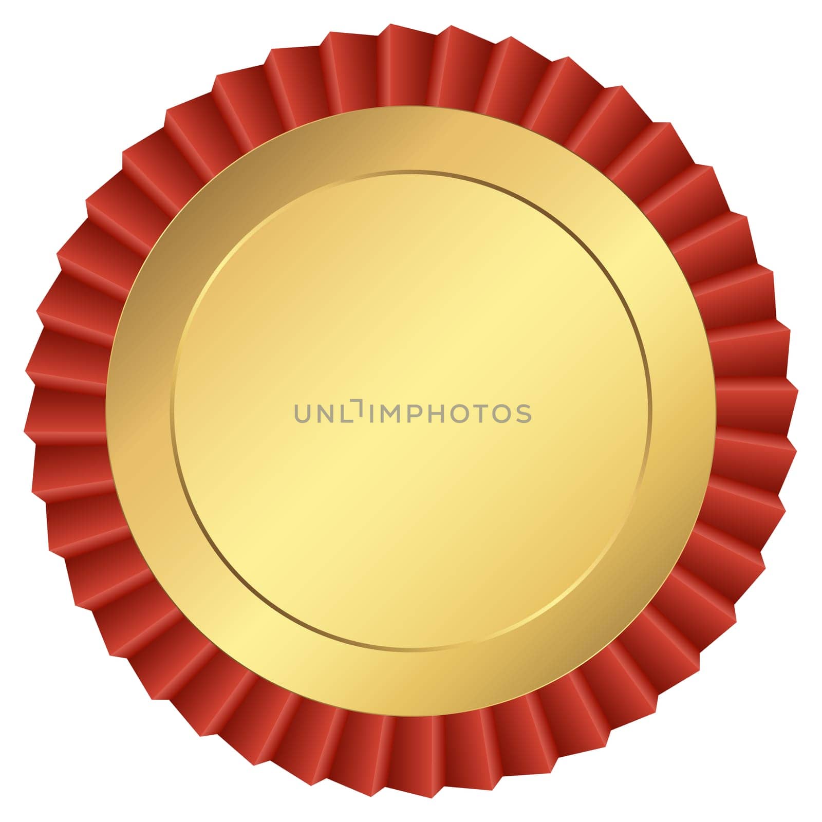 gold button template with red ribbon