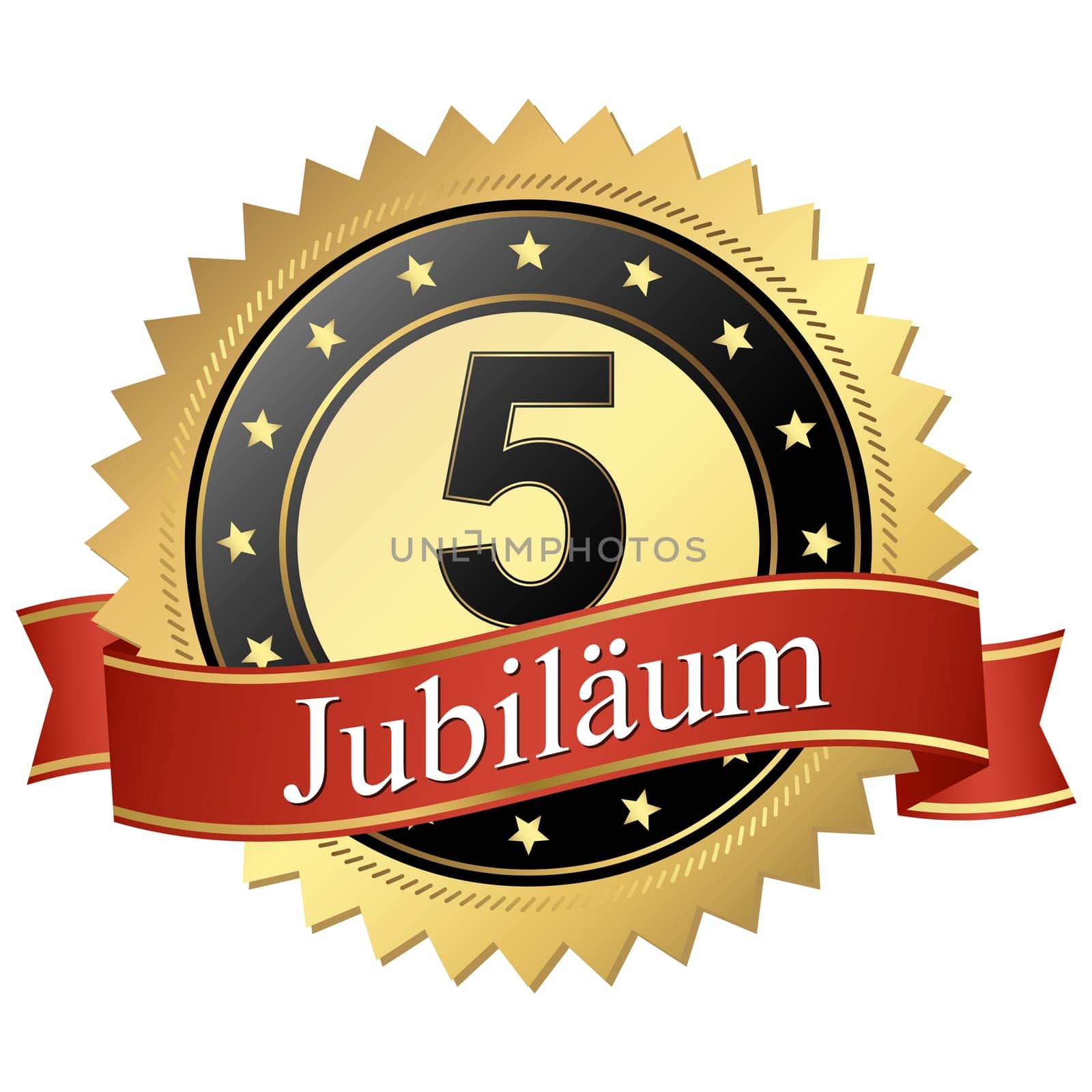 Jubilee button with banners german - 5 years