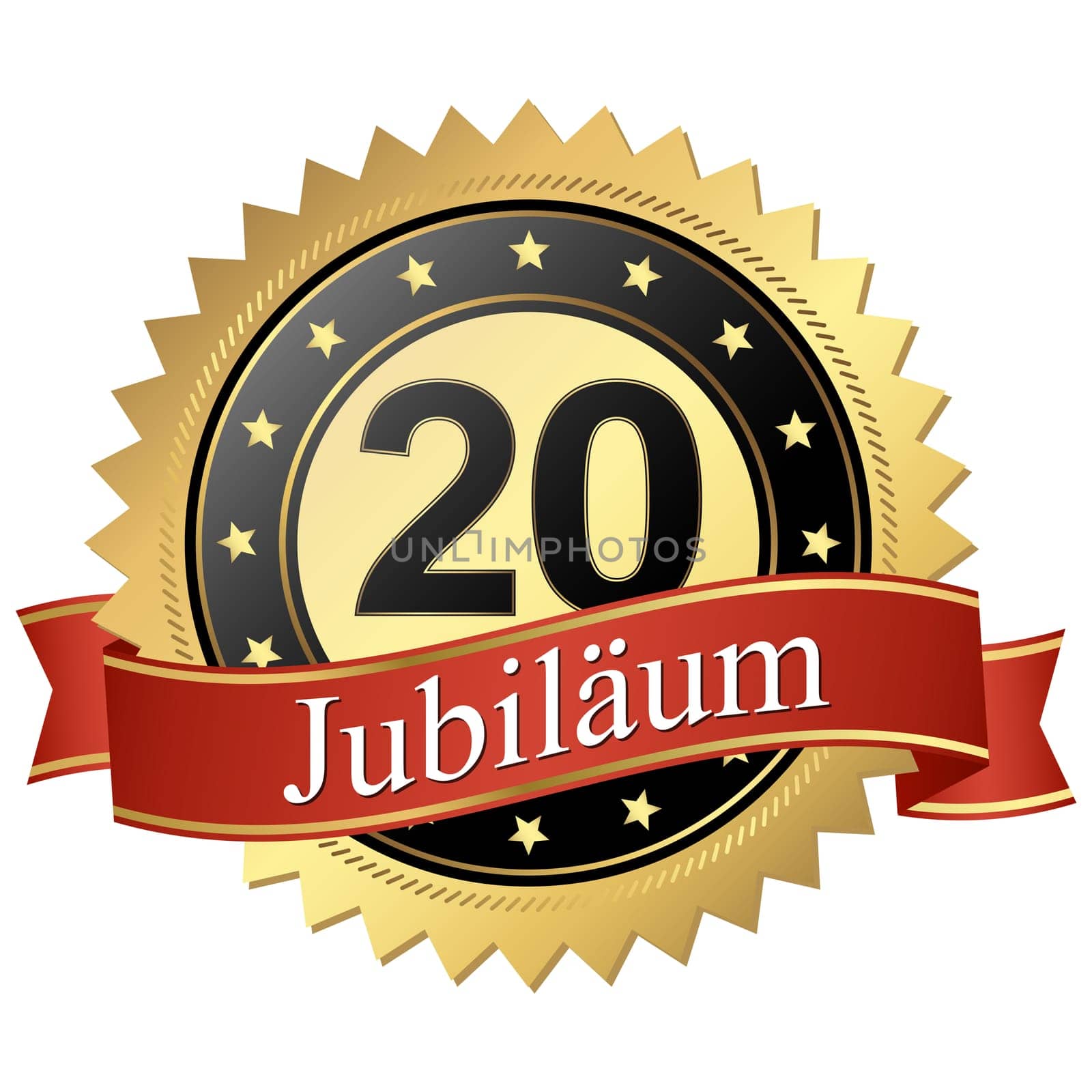 Jubilee button with banners german - 20 years