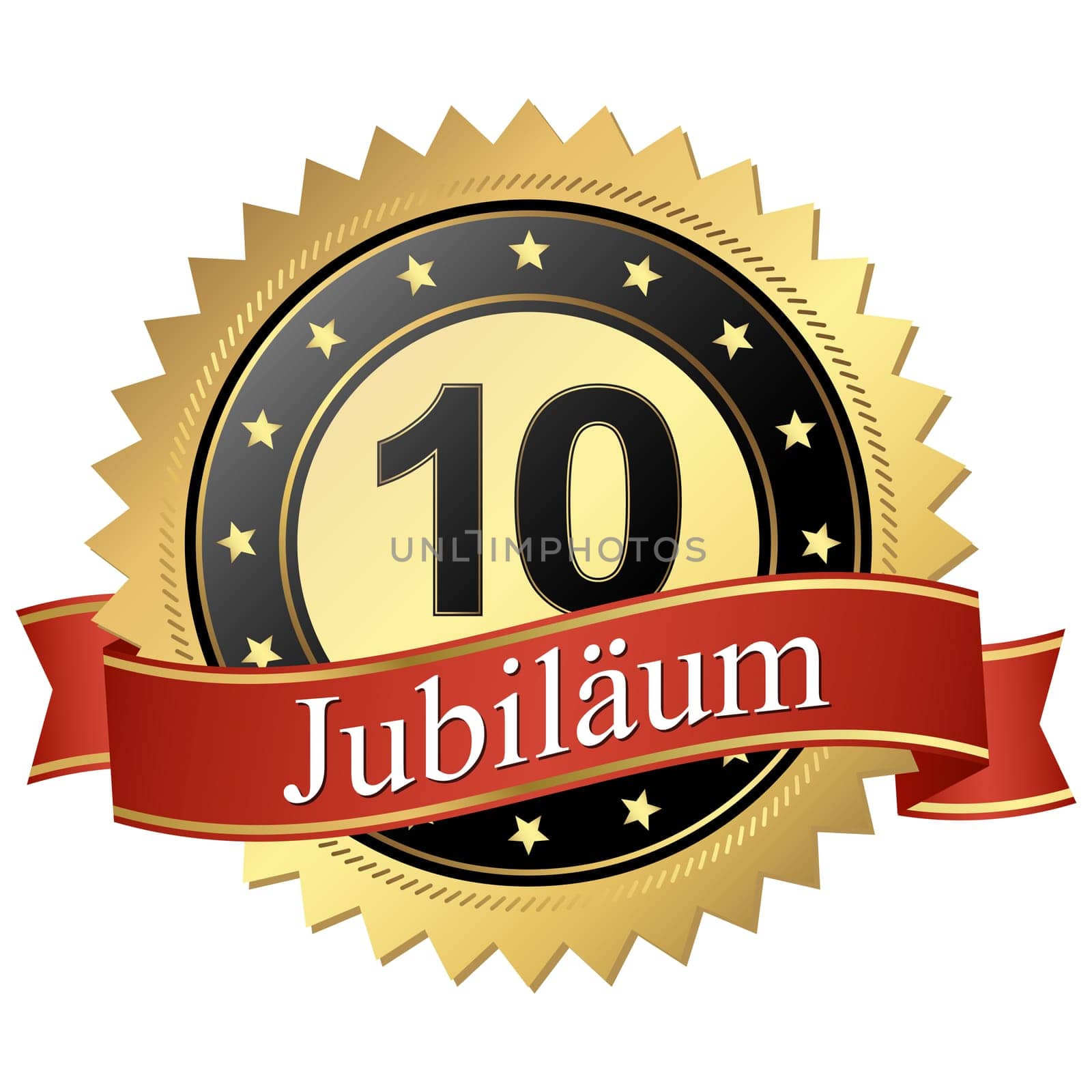 Jubilee button with banners german - 10 years
