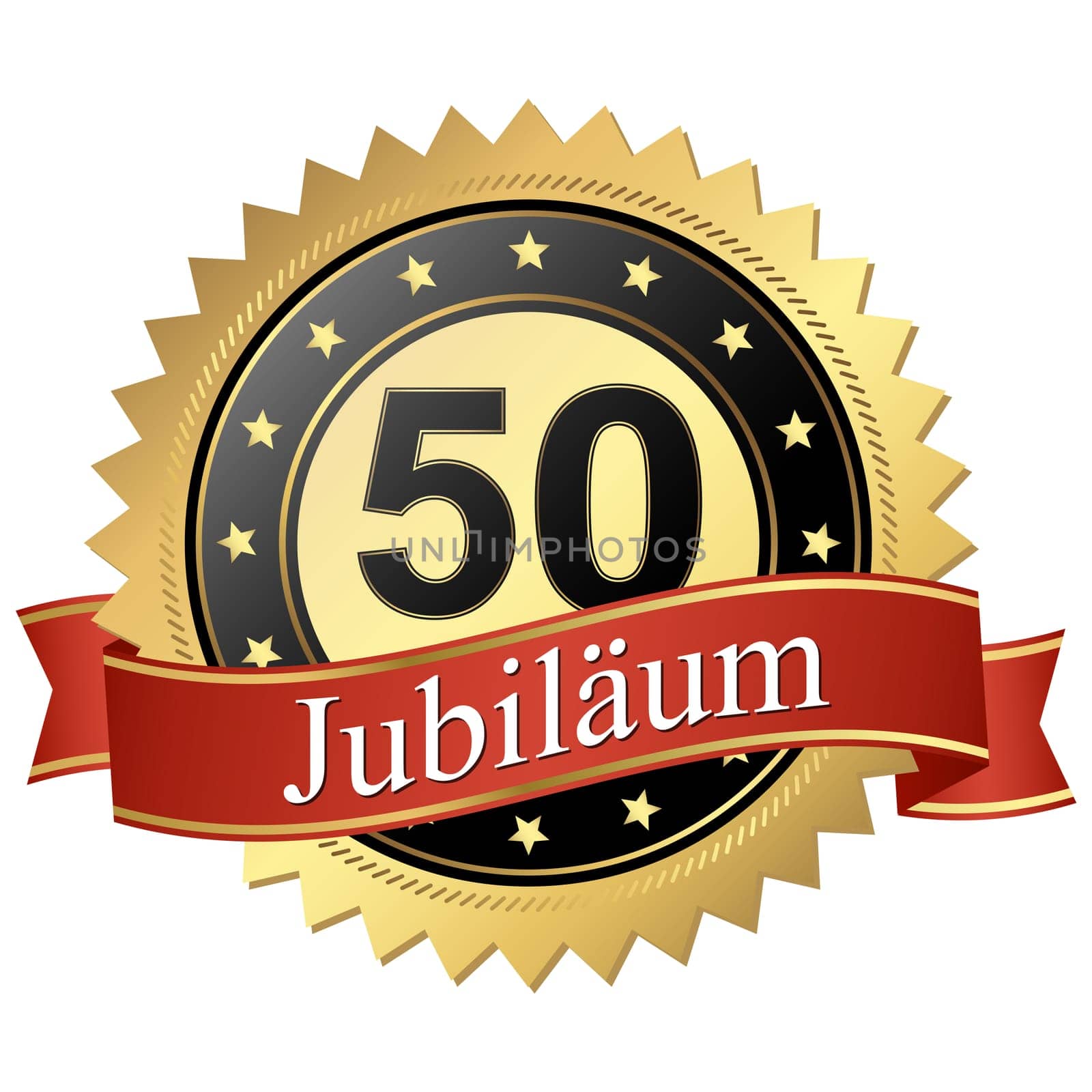 Jubilee button with banners german - 50 years