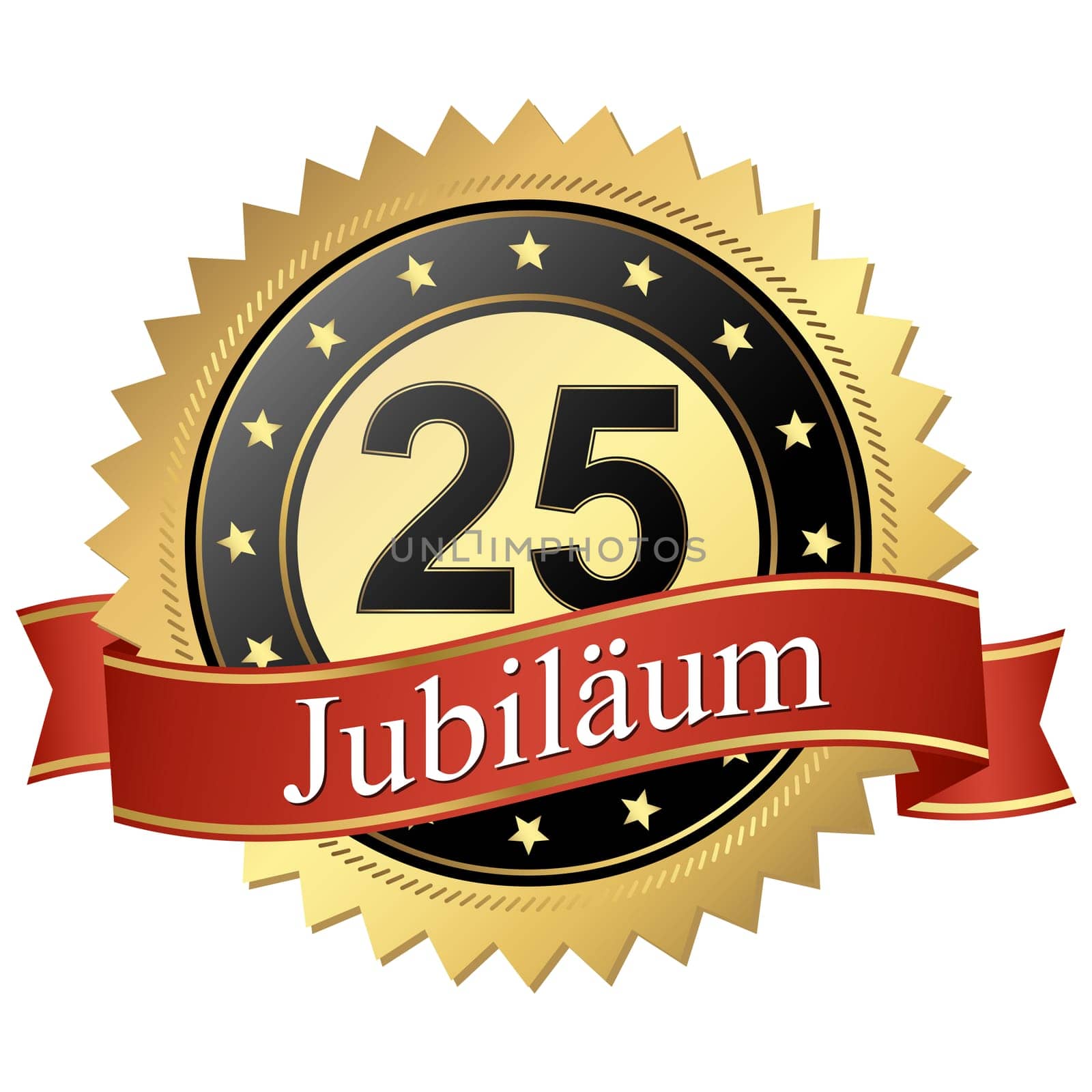 Jubilee button with banners german - 25 years