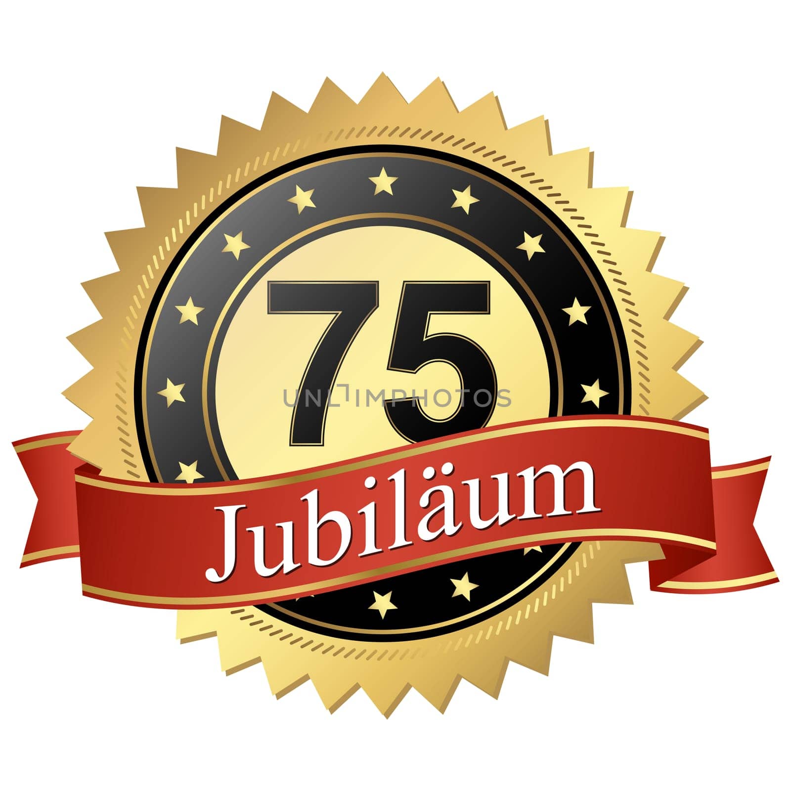 Jubilee button with banners german - 75 years old