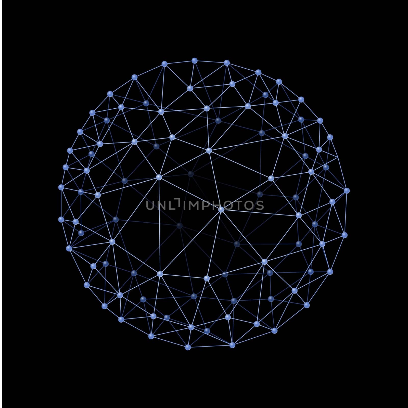 Internet web envelopes sphere on the black background