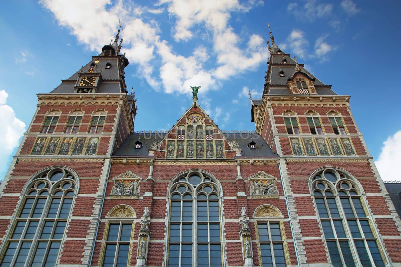 Detailed view of the Rijksmuseum in Amsterdam (Netherlands).