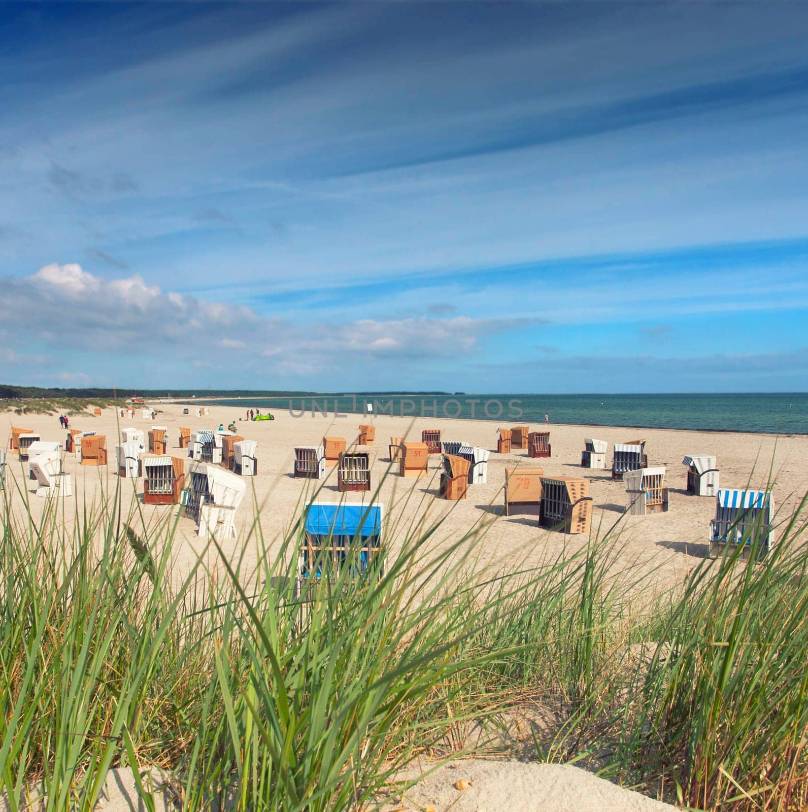 Beach baskets by the sea