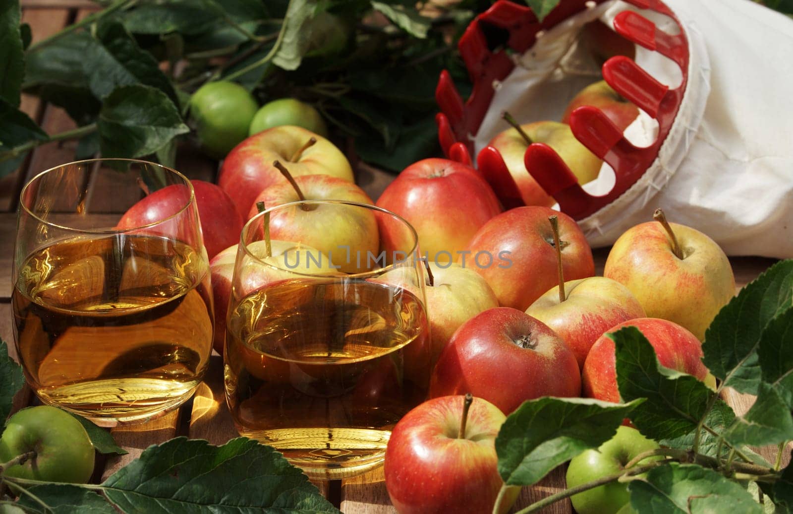 Fresh aepfel and apple juice