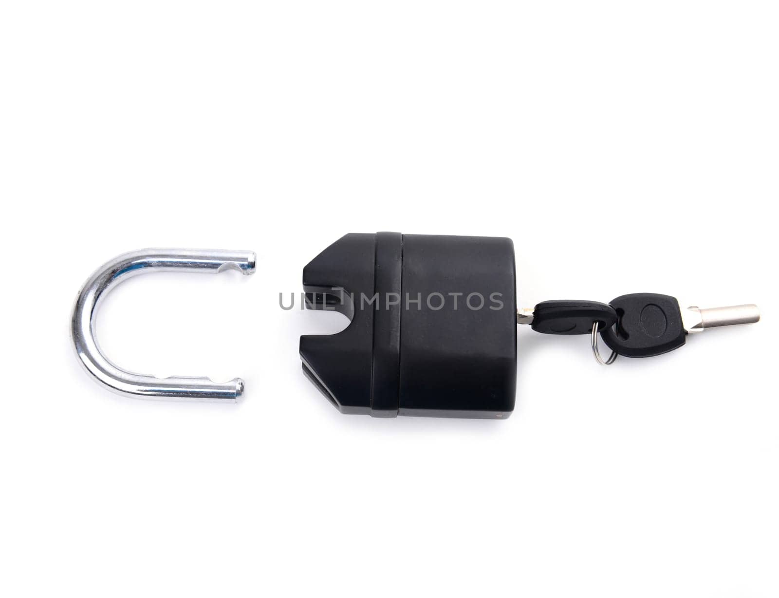 padlock with key isolated on white background