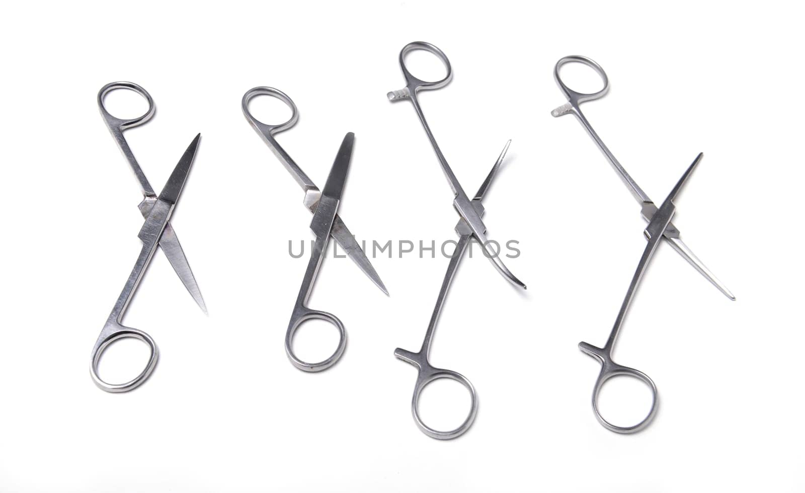 Surgical instruments isolated on white background
