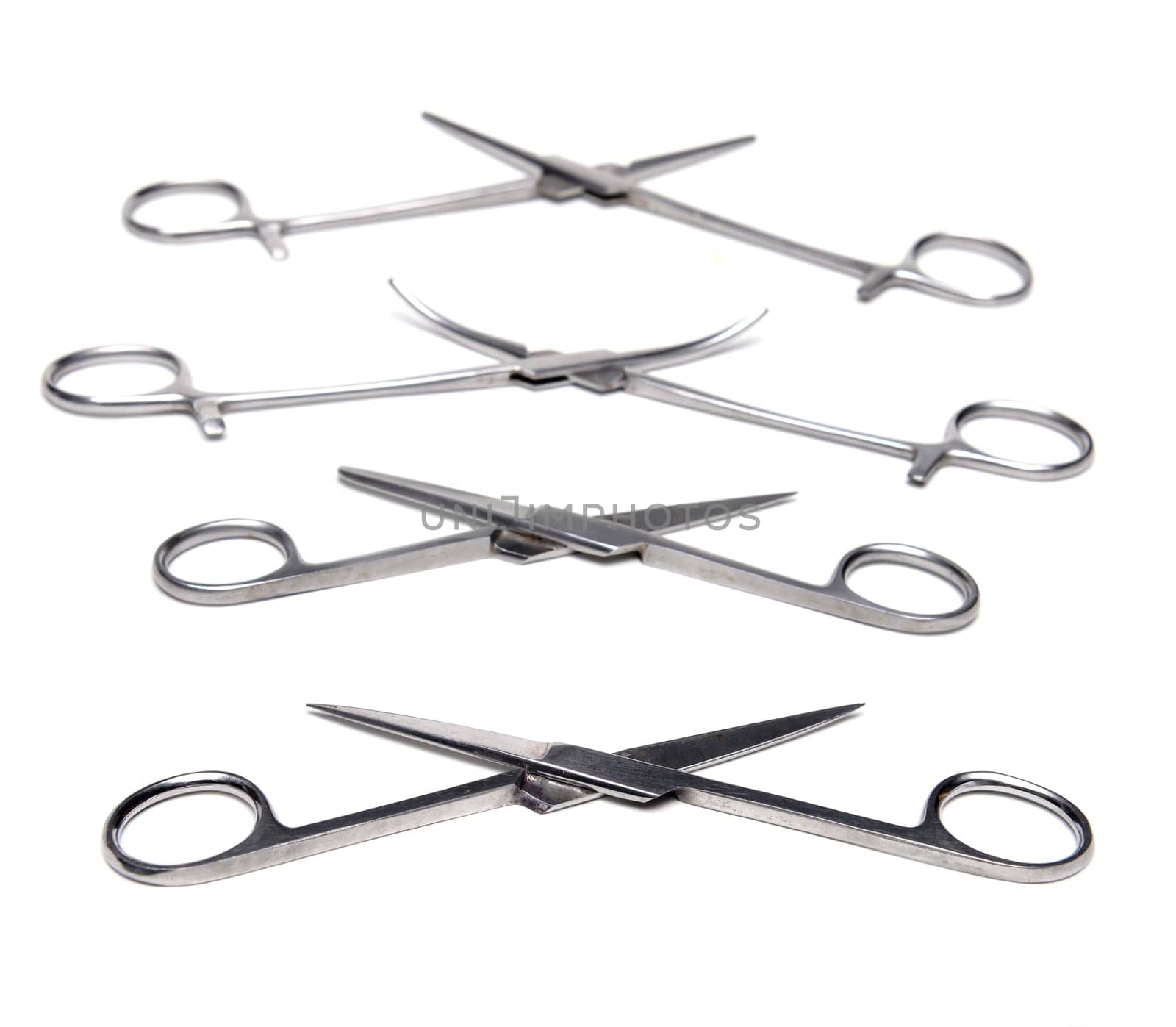 Surgical instruments isolated on white background