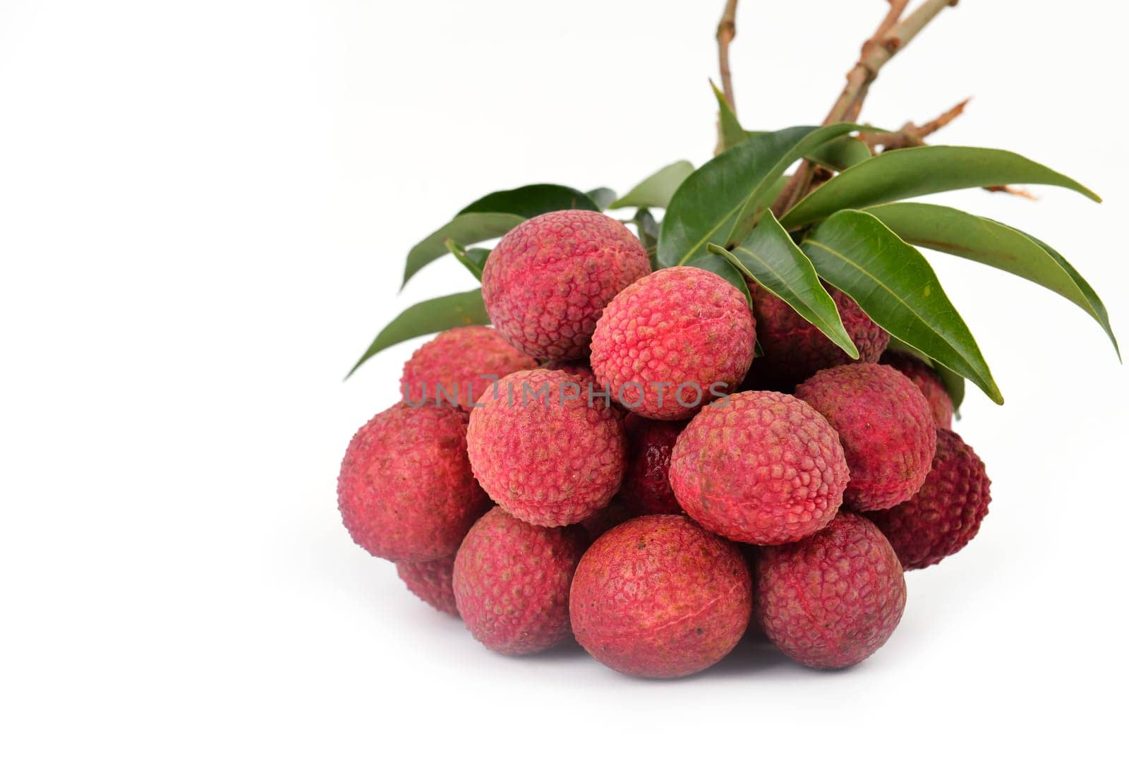 Fresh lychees isolated on white background