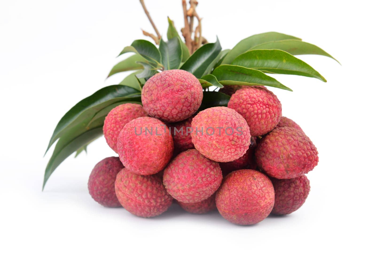 Fresh lychees isolated on white background