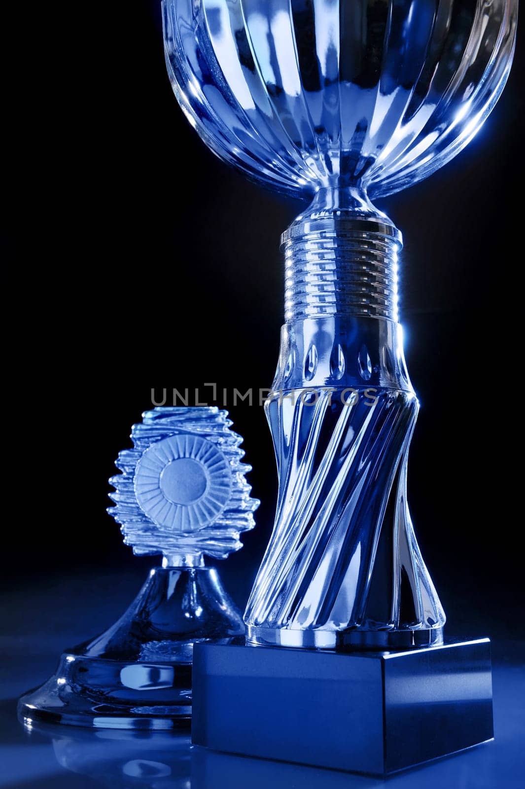 Detailed view of a chrome-plated cup in a special light
