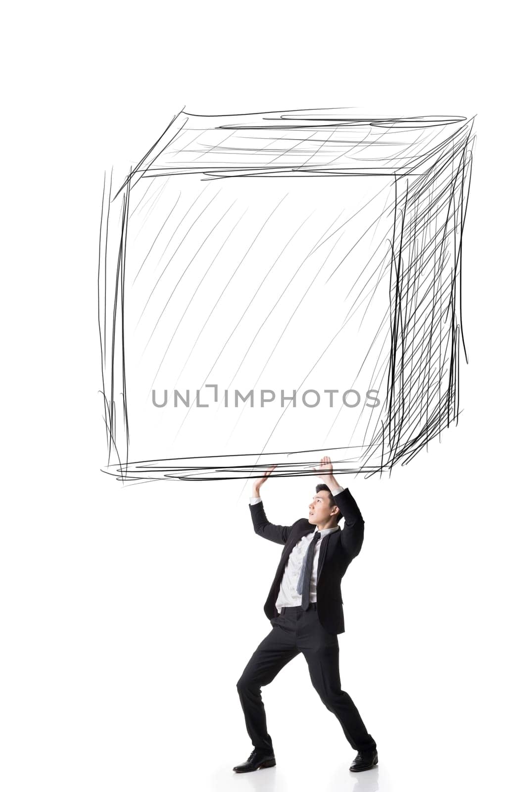 Concept of stress, Asian business man holding stress.