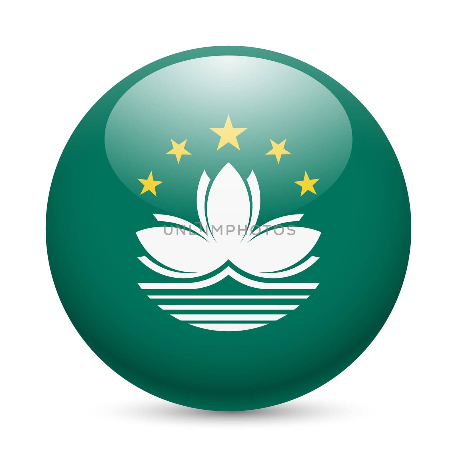 Flag of Macau as round glossy icon. Button with flag design