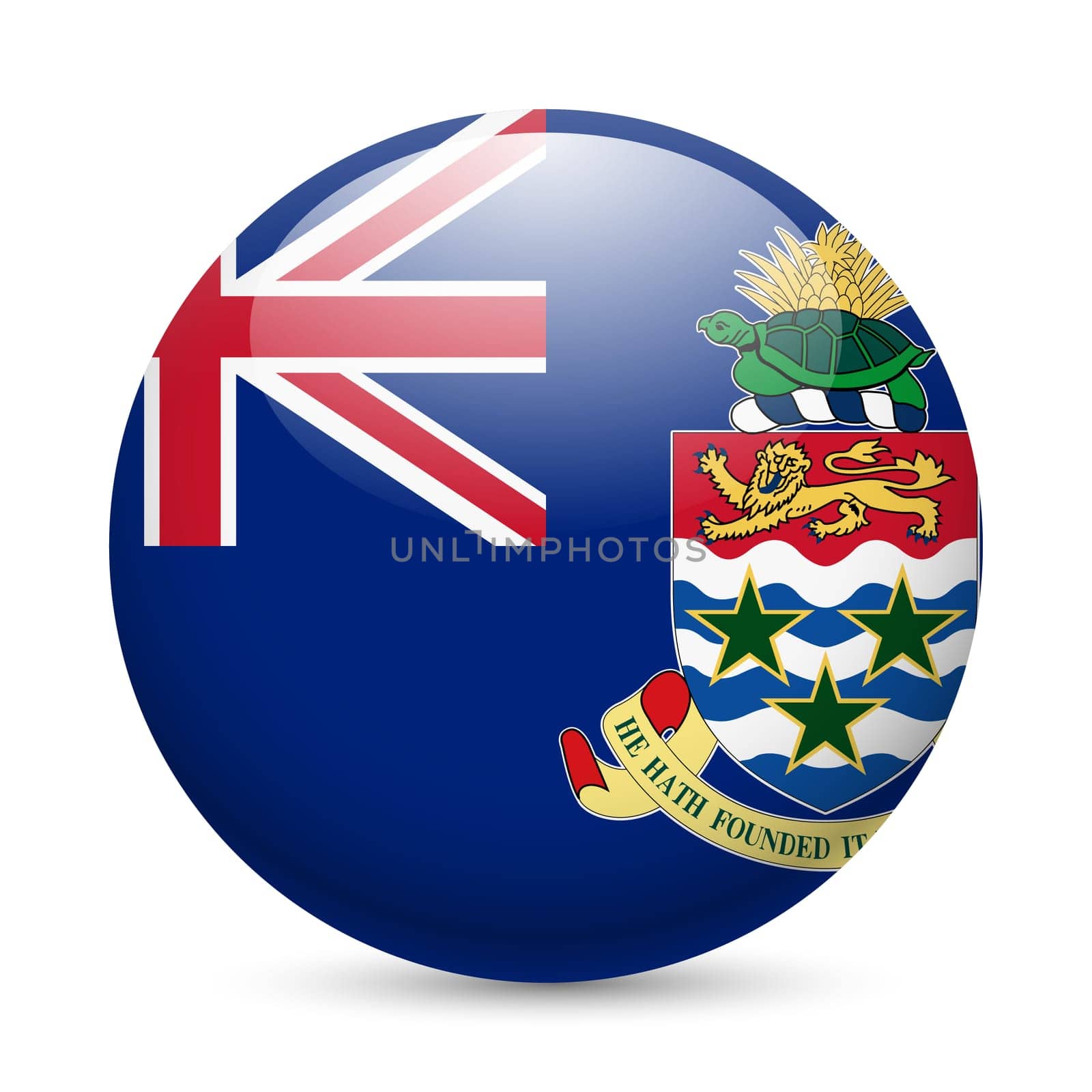 Flag of Cayman Islands as round glossy icon. Button with flag design