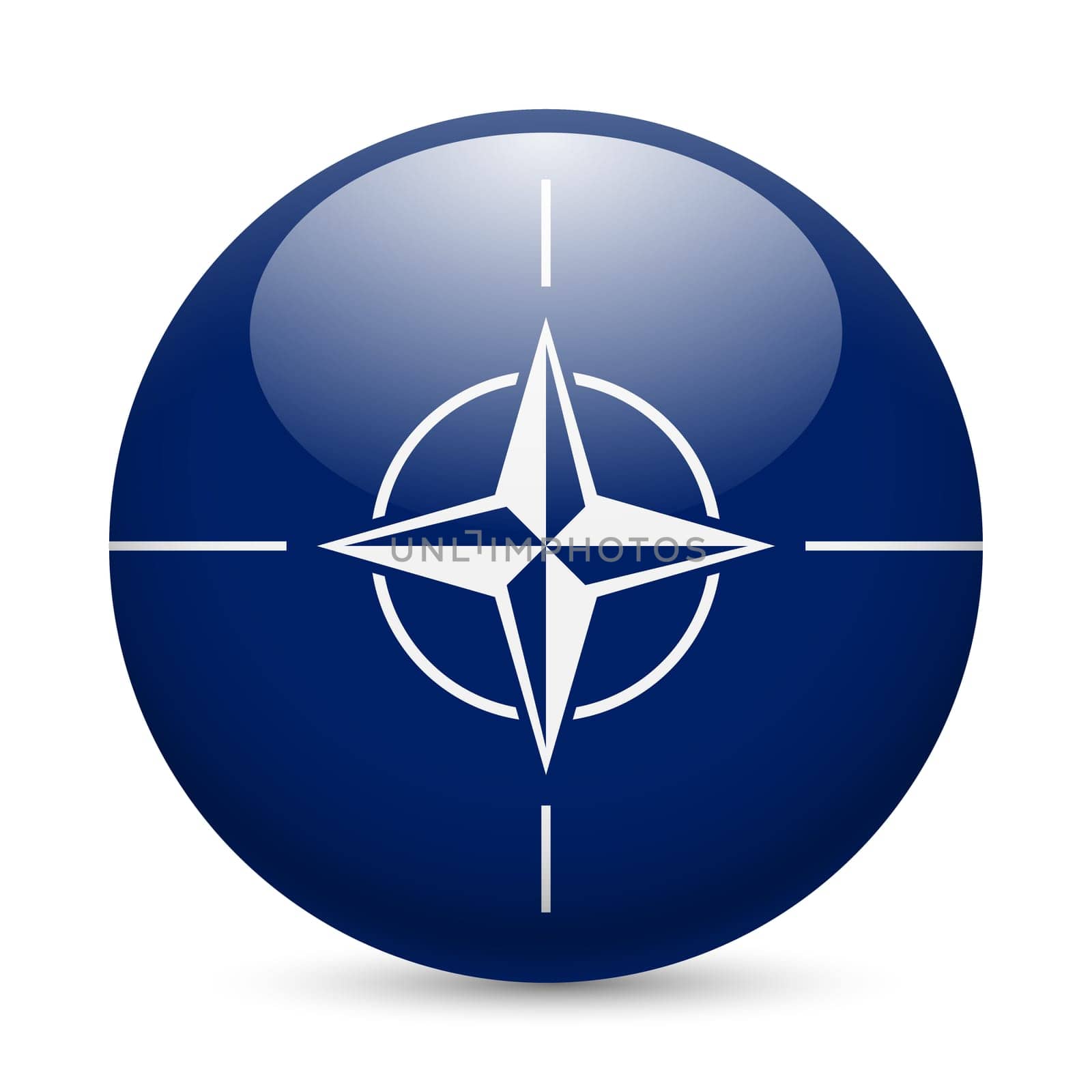 Flag of NATO as round glossy icon. Button with flag design