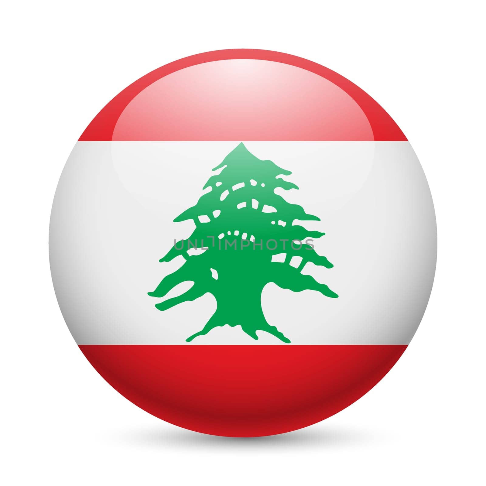 Flag of Lebanese Republic as round glossy icon. Button with flag design