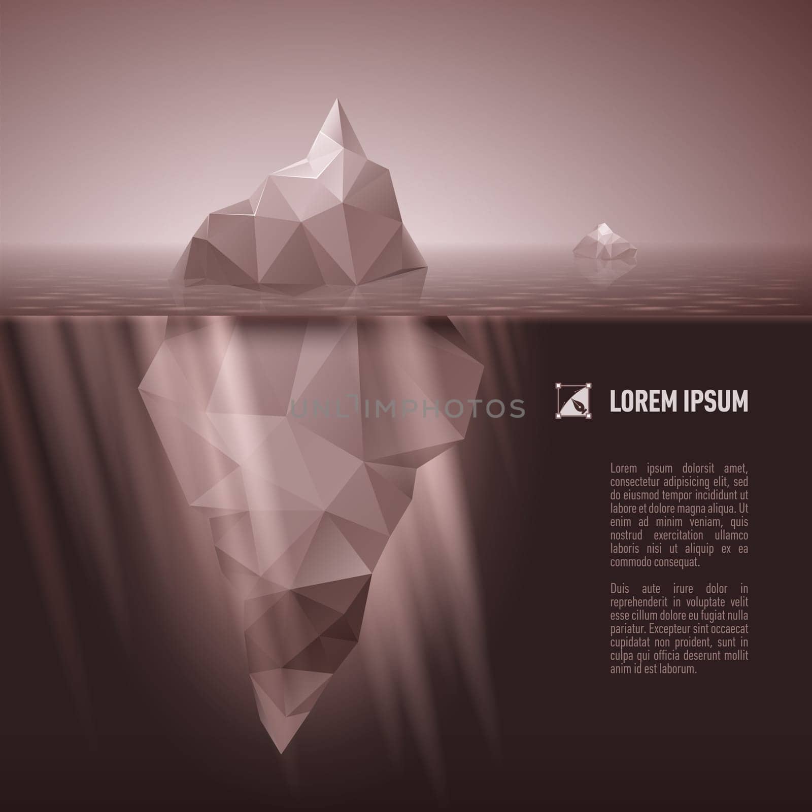 Dark grey iceberg drifting in the sea.