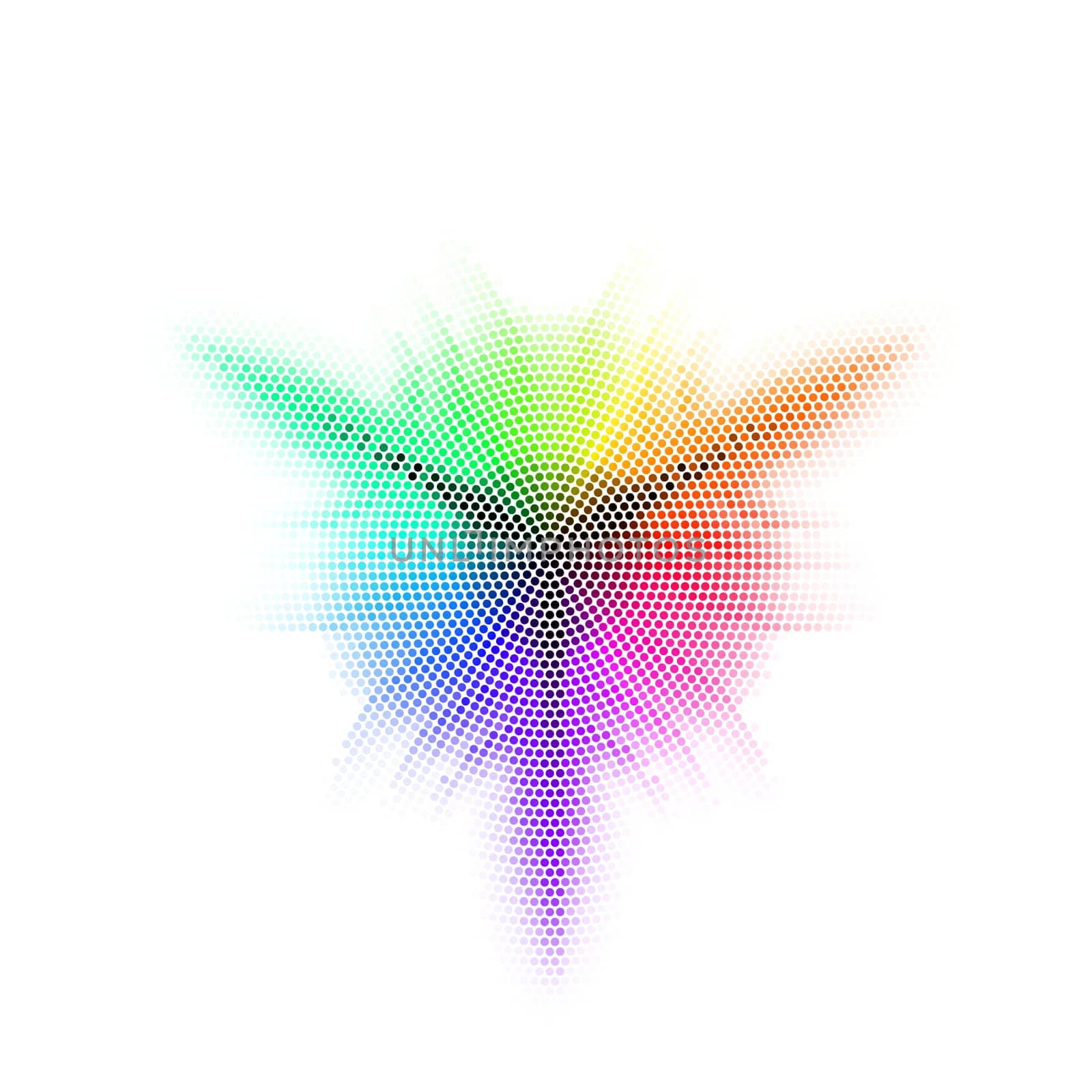 Different colored mosaic with three rays. Rainbow.