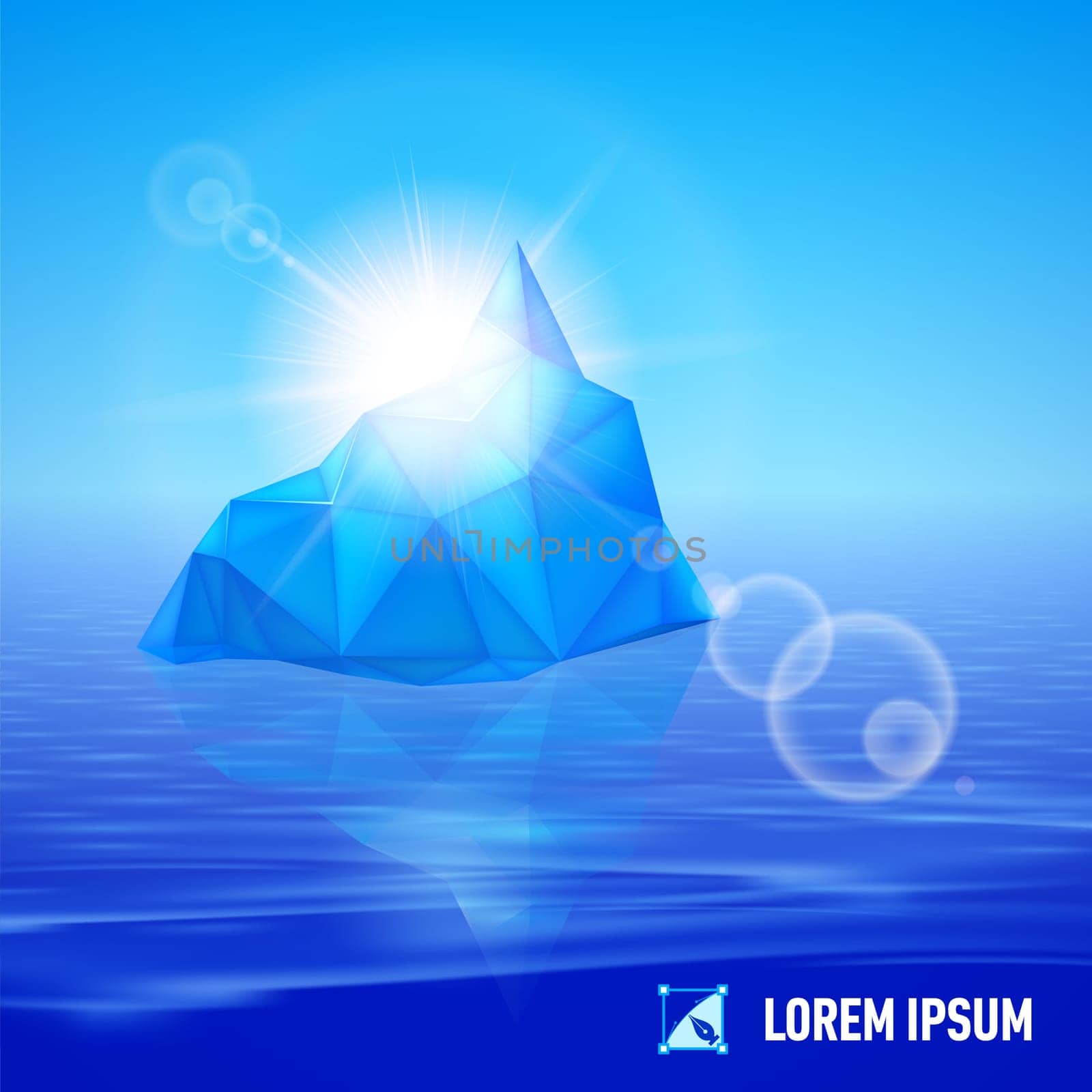 big blue iceberg drifting in the sea