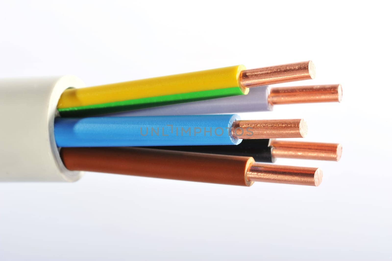 Macro detail of a stripped power cable