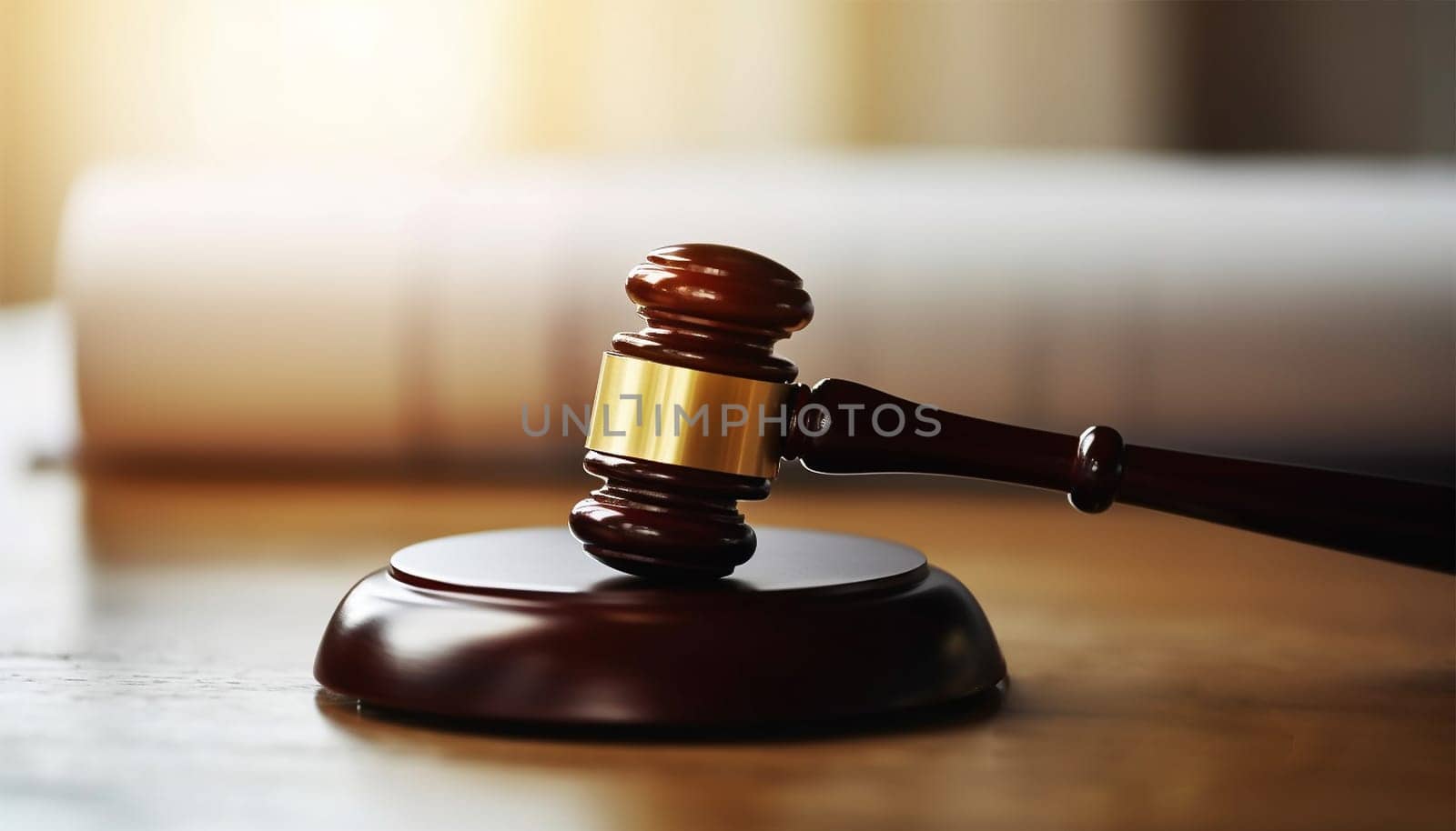 Court of Law and Justice Trial Session: Imparcial Honorable Judge Pronouncing Sentence, striking Gavel. Focus on Mallet, Hammer. Cinematic Shot of Dramatic Not Guilty Verdict. Close-up Shot. Copy space Space for text