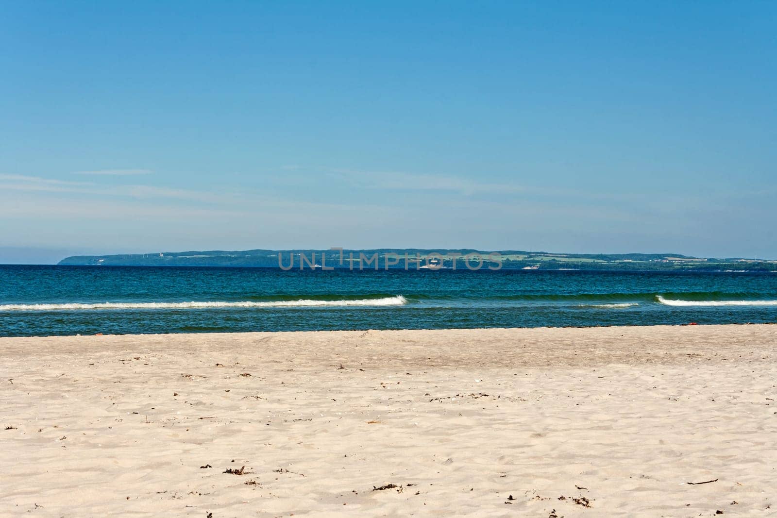 View from the Schaabe beach, between Juliusruh and Glowe, towards Lohme, Island of Ruegen