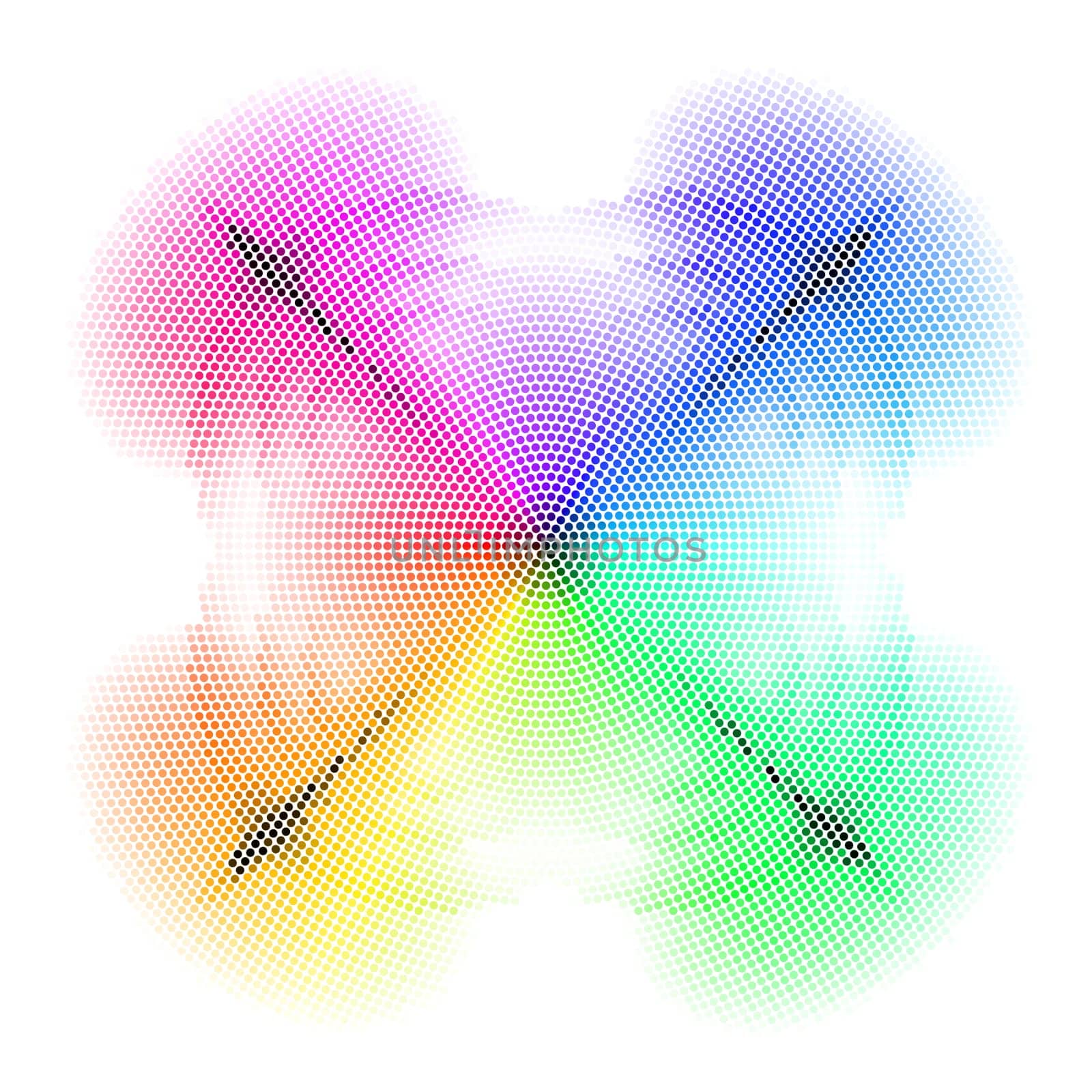 Quadrangular different colored mosaic with white backdrop.