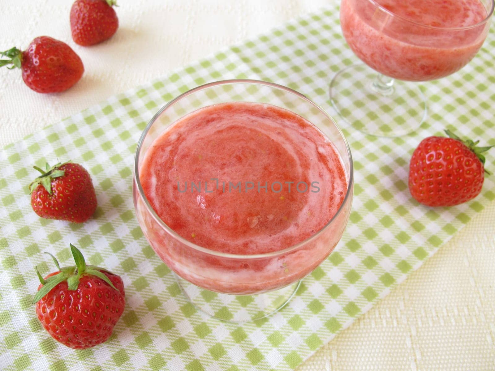 Strawberry foam in small dessert glasses
