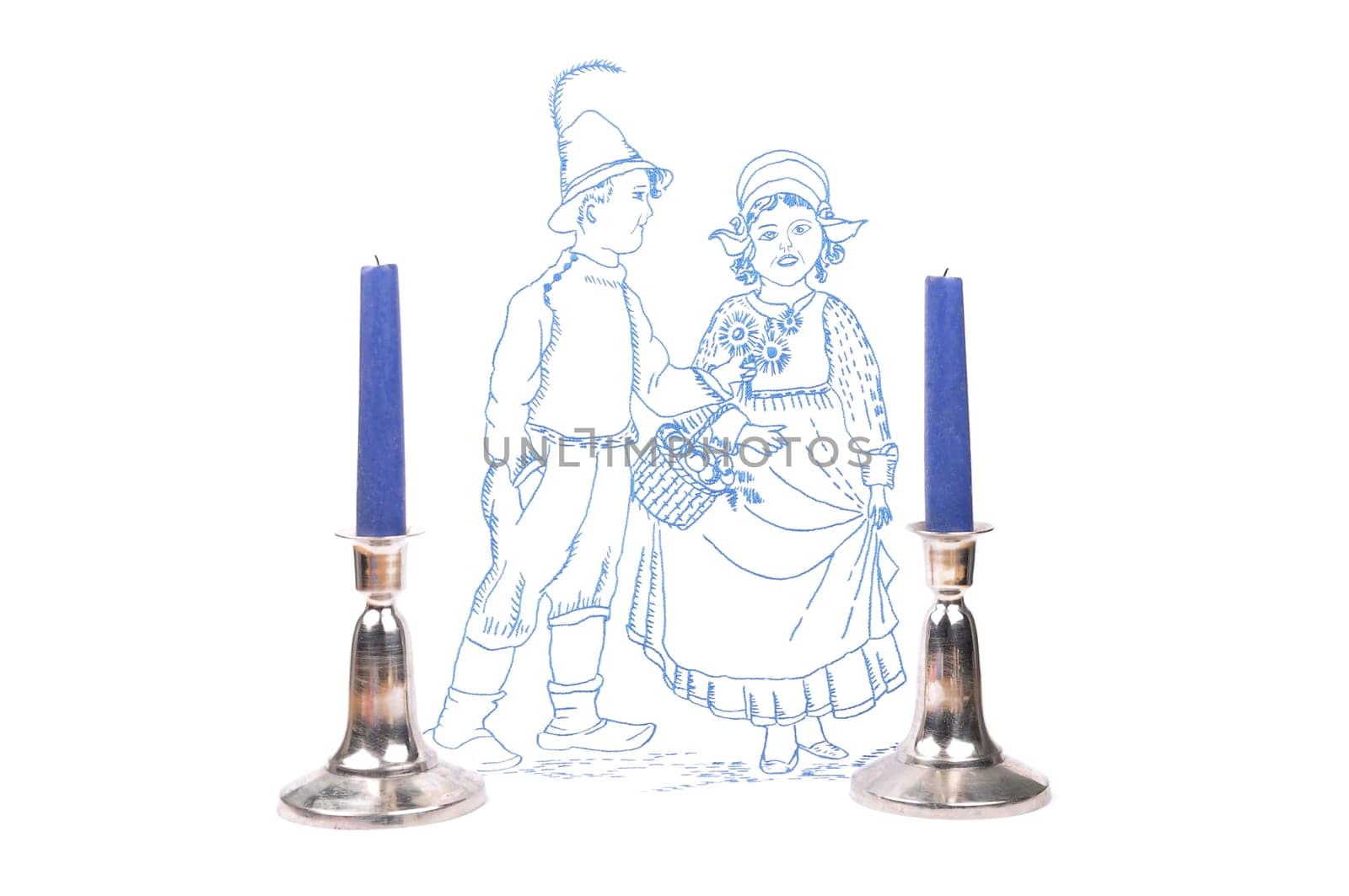 Candlestick in front of cloth