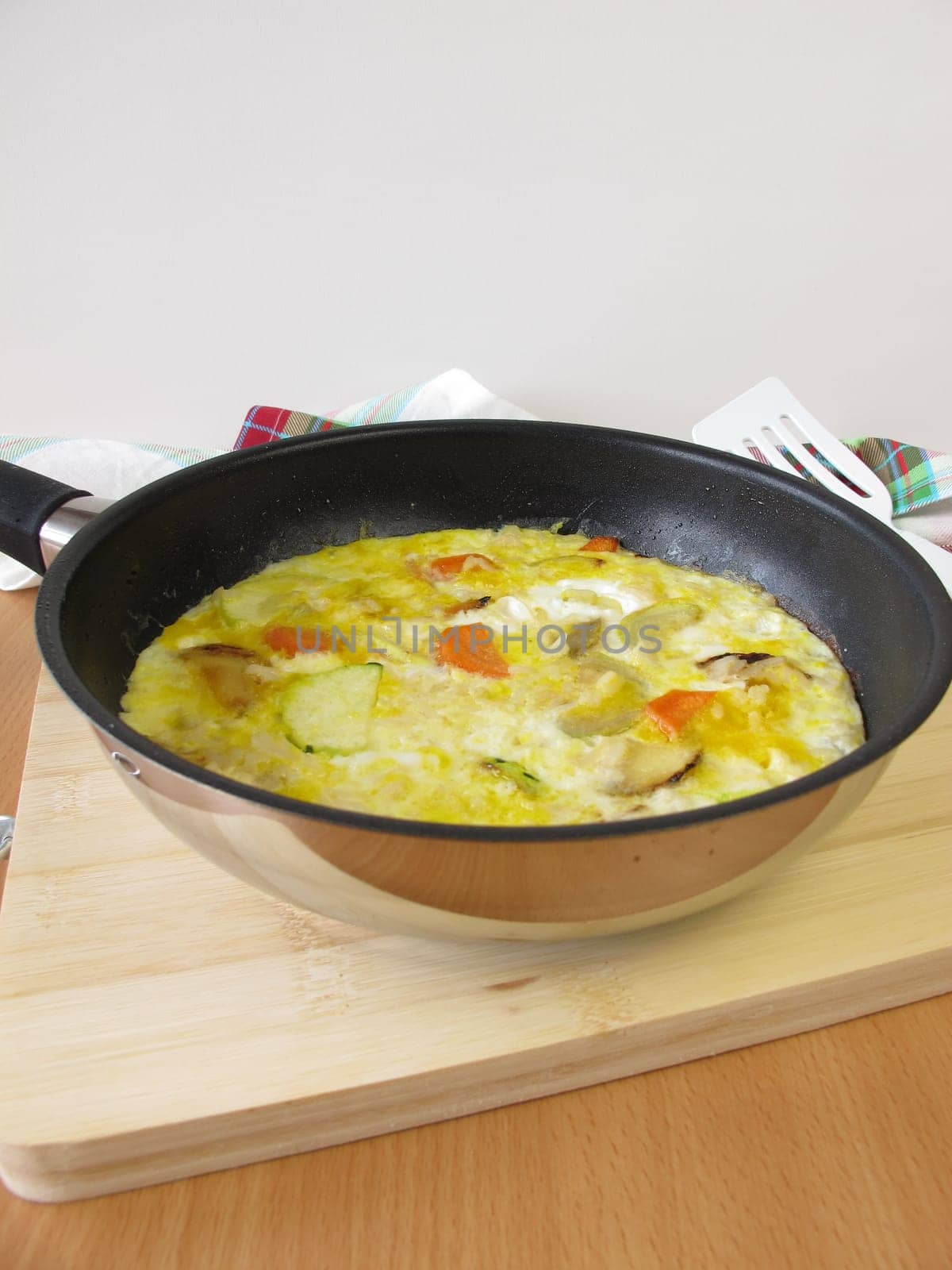 Rice tortilla in the pan