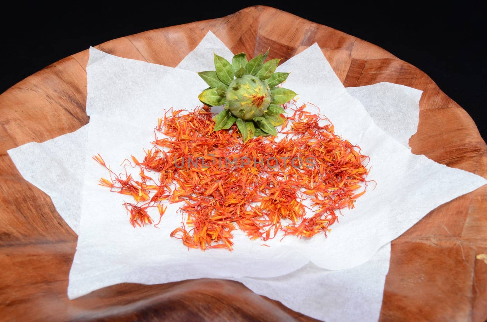 Saffron Flower Spice On a Black Background