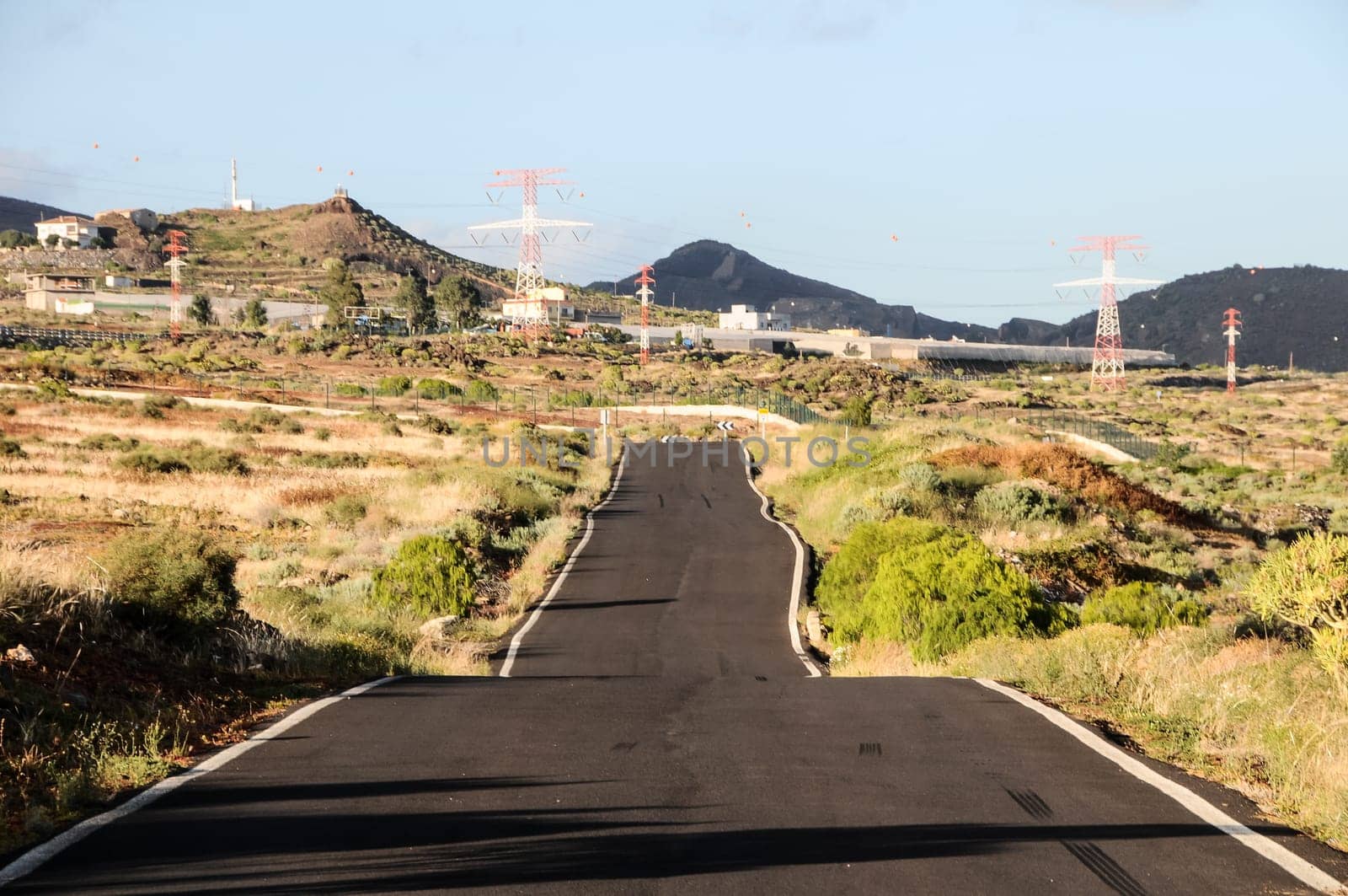 Long Empty Desert Road in Tenerife Canary Islands Spain