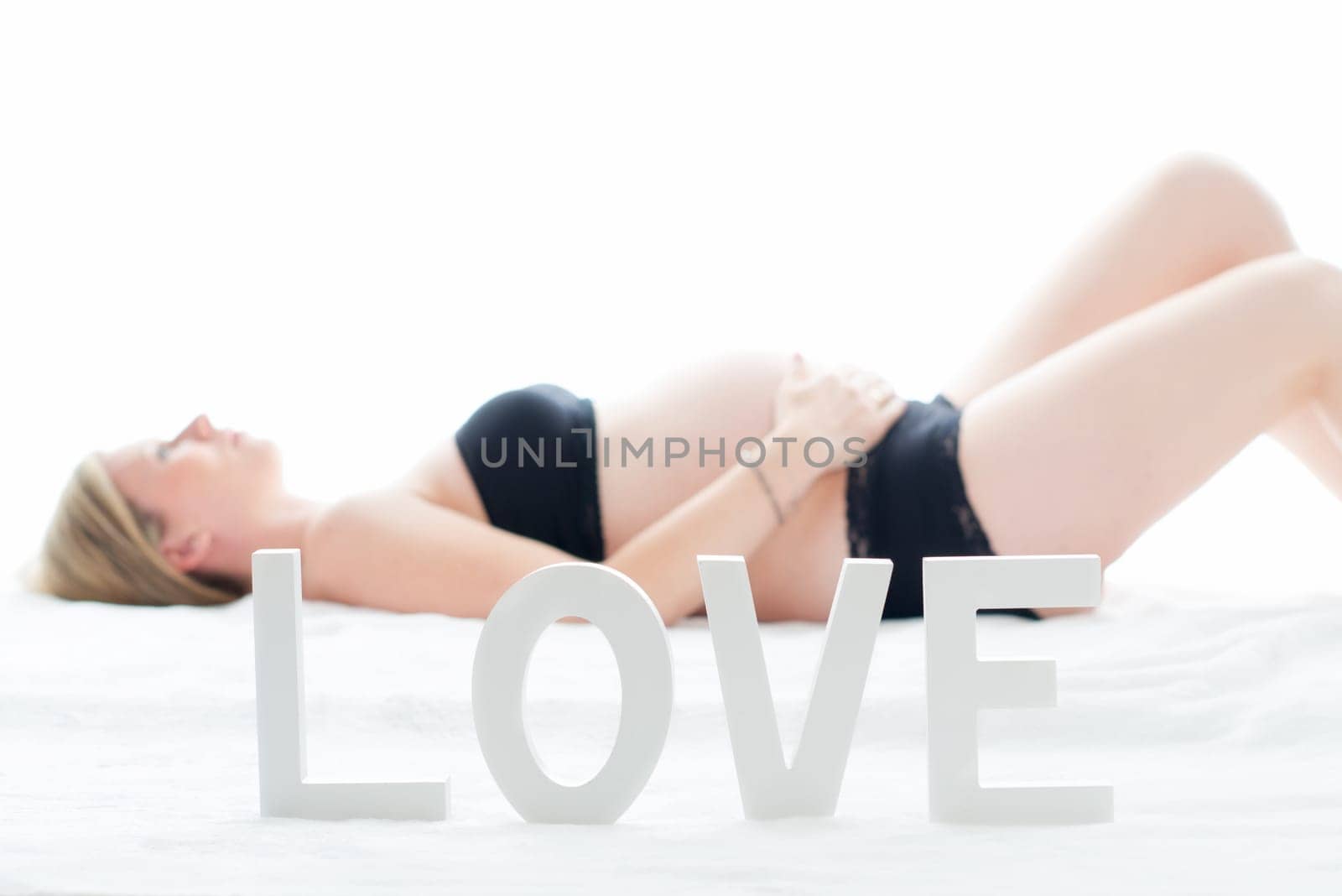 Pregnant woman in back position