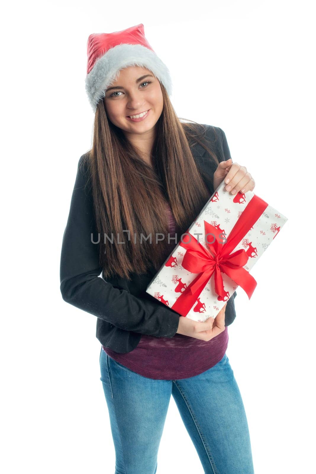 Christmas girl with gift