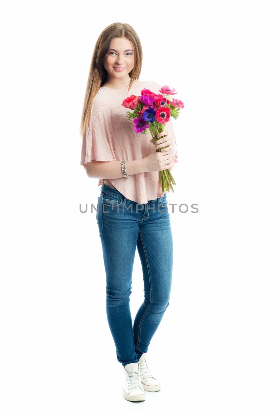 Young girl with bouquet