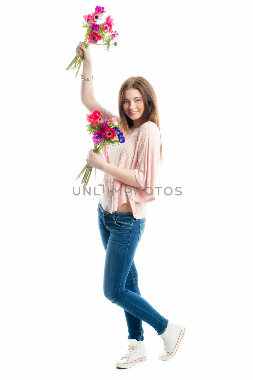 Young girl with bouquet
