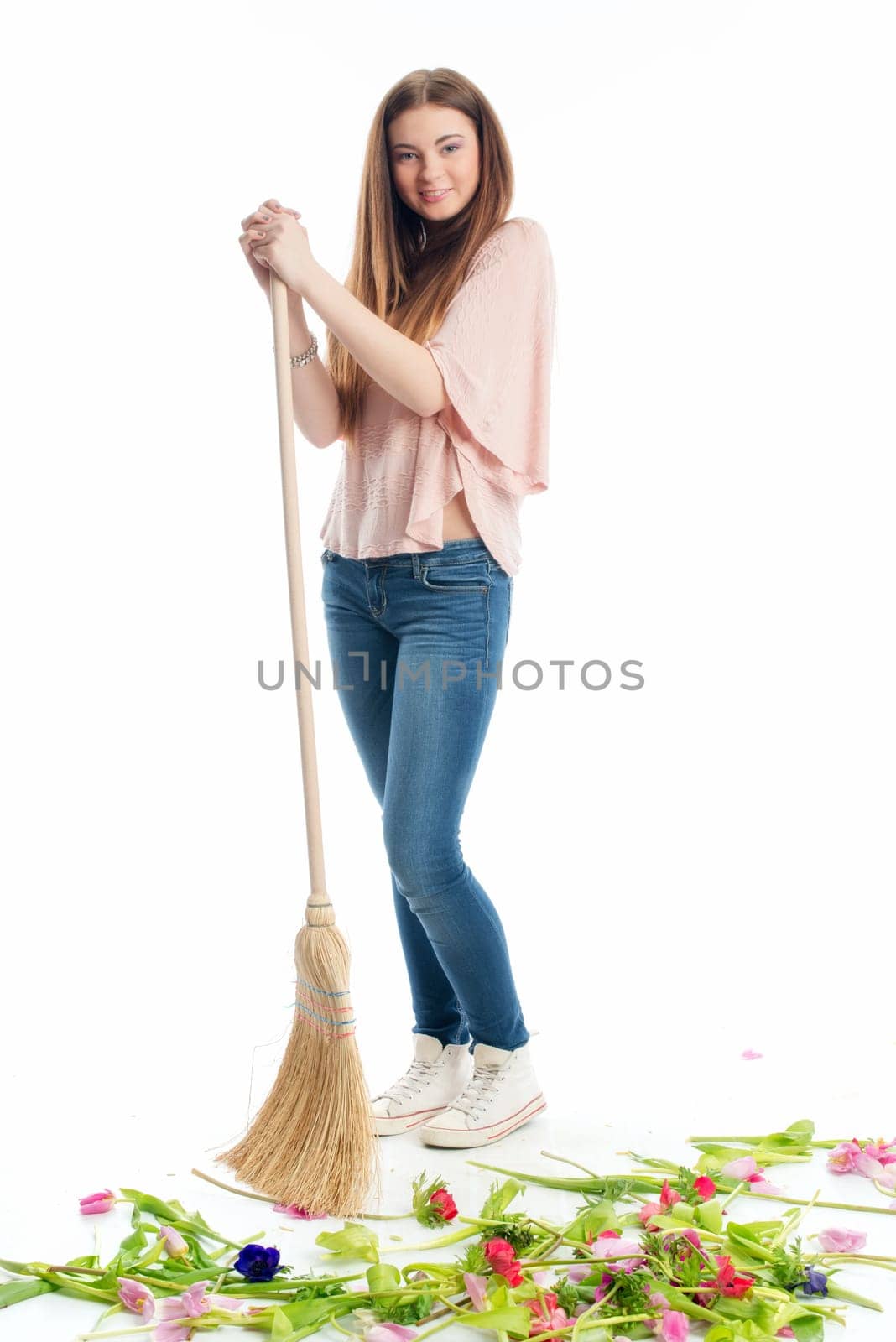 Sweeping flowers together