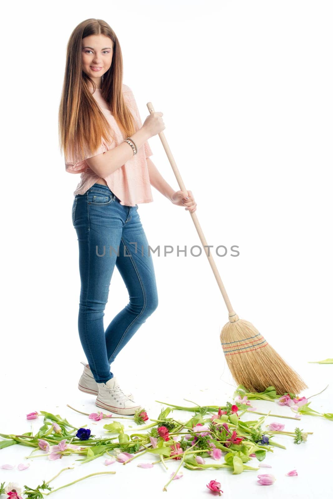 Sweeping flowers together