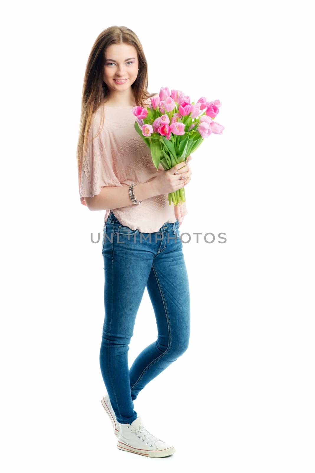 Young girl with bouquet